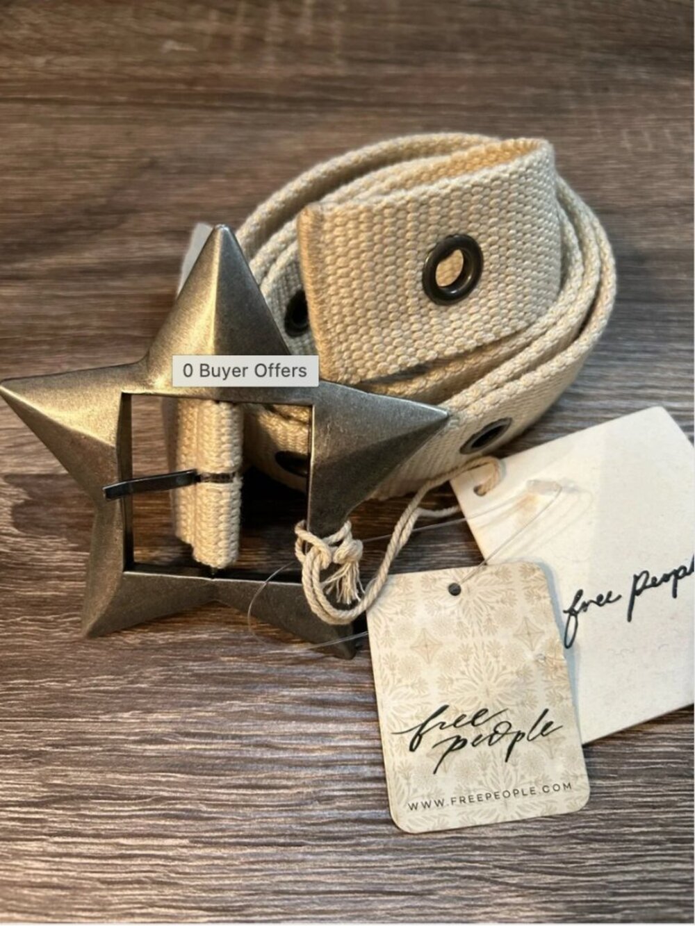 Free People NWT Star buckle neutral belt size S/M
